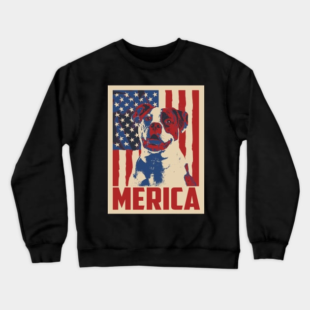 American Bulldog Merica 4th Of July Crewneck Sweatshirt by mia_me